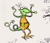 Premiers croquis sur le thème d'un extra-terrestre écolo...